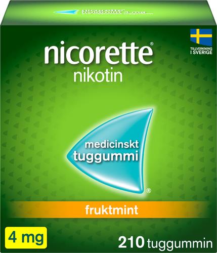 K p Nicorette Fruktmint medicinskt tuggummi 4 mg 210 st