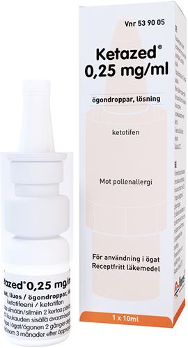 Ketazed, ögondroppar, lösning 0,25 mg/ml, 10 ml