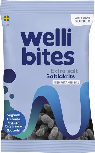 Wellibites Sockerfri vegangodis Extra salt, 70 g