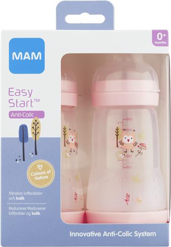 MAM Anti-Colic 260ml Pink, 2 st