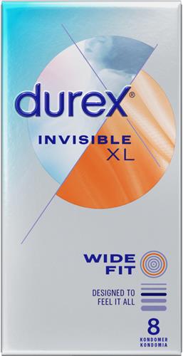 Durex Invisible XL Kondomer, 8 st