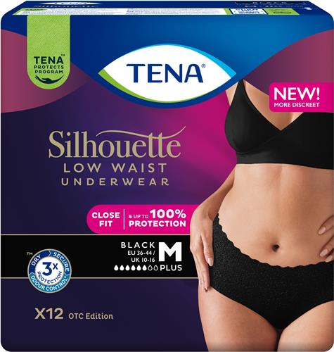 TENA SILHOUETTE Plus Medium Black, 12 st