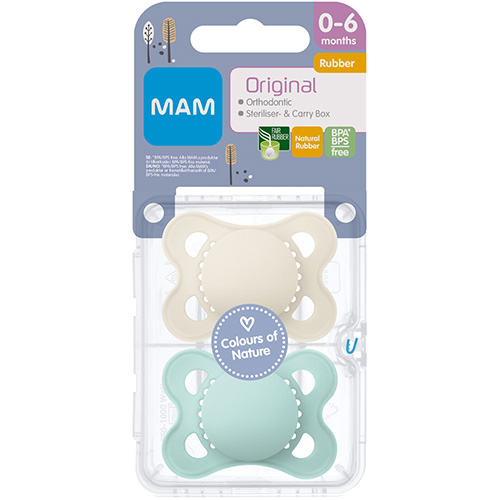 MAM Original Nat Rub 0-6m Neutral, 2 st