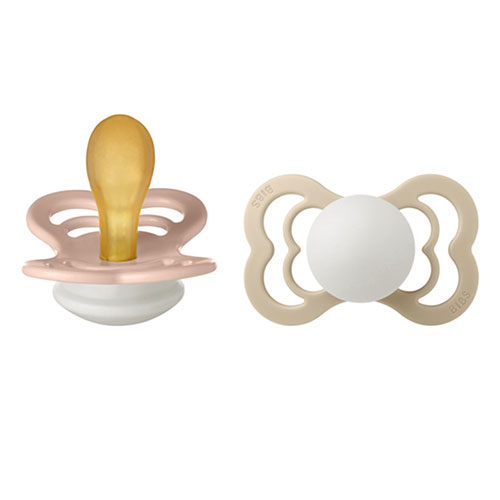 BIBS Pacifier Supreme Latex stl2 Blush GLOW/Vanilla GLOW, 2 st